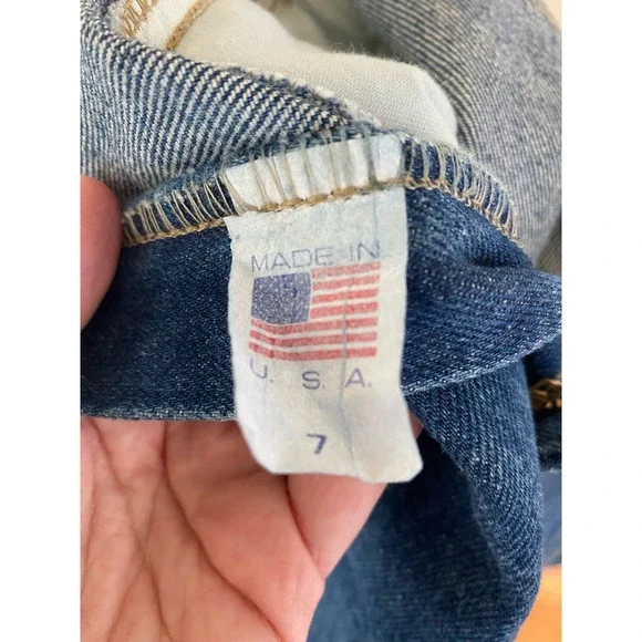 Vintage USA Zena denim skirt back slit size 7 juniors/ XS womens - Picture 2 of 6